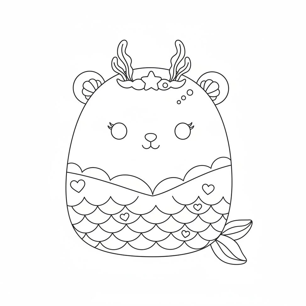 Adorable Mermaid Squishmallow Fun coloring page