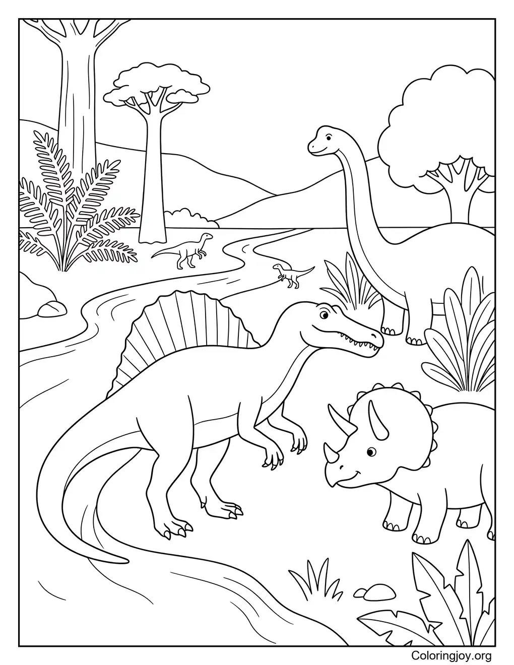 Ausmalbilder Dinosaurierfreunde und Spinosaurus