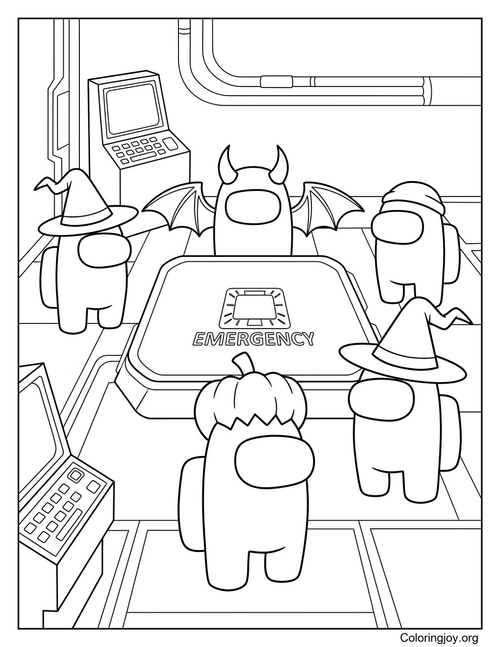 Celebrate Halloween with Among Us coloring page