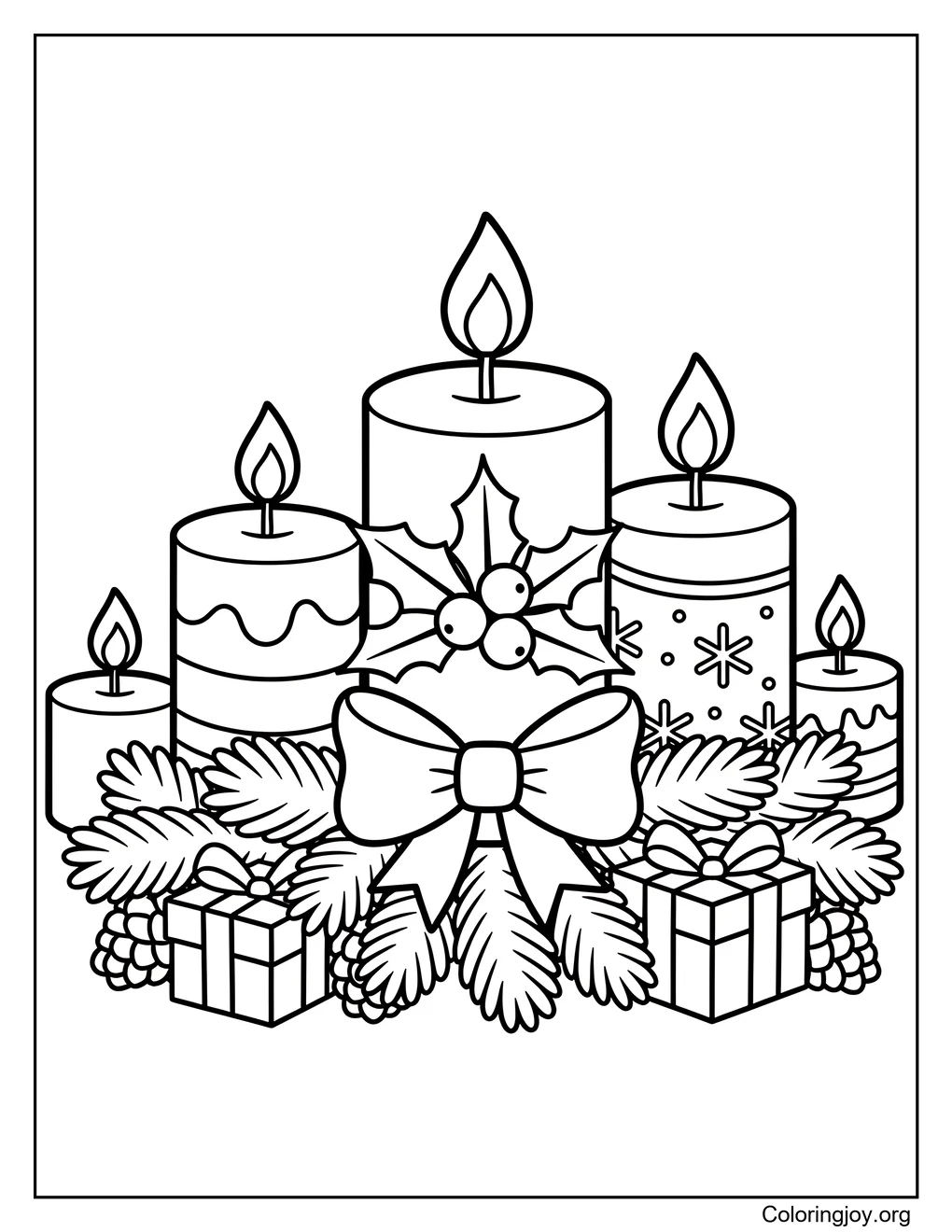 Multi-Candle Christmas coloring page