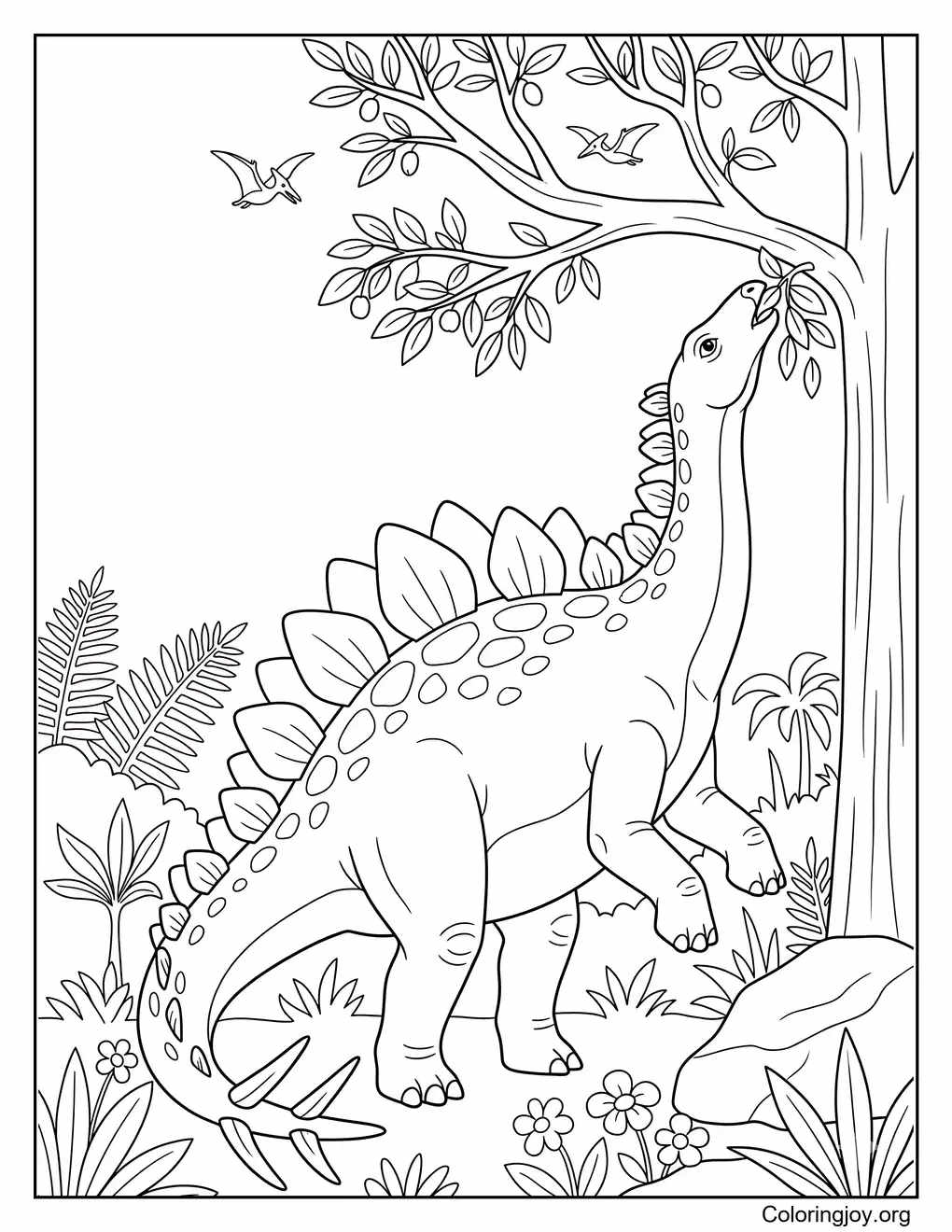Stegosaurus Eating Tree Leaves