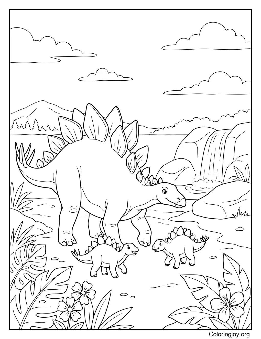 Stegosaurus Family Scene
