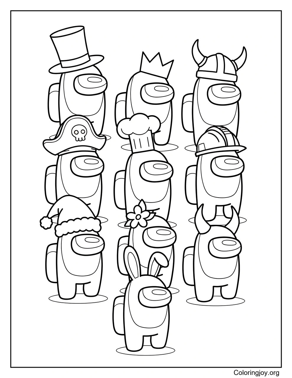 Try Every Among Us Hat and Cosmetic coloring page