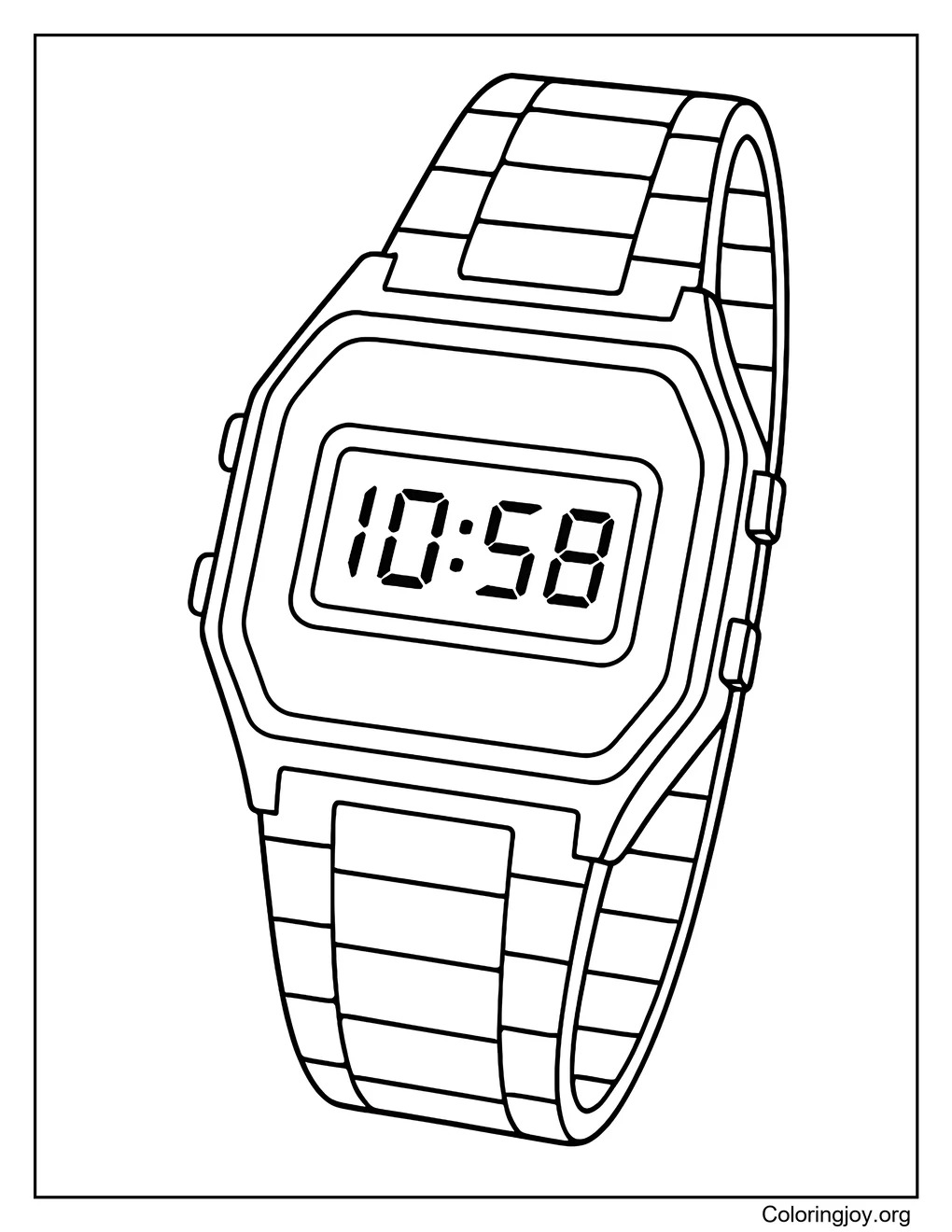 Digital watch y2k coloring page