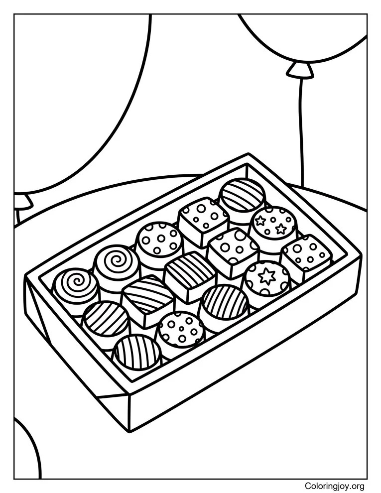 Chocolate Praline Box Coloring Page