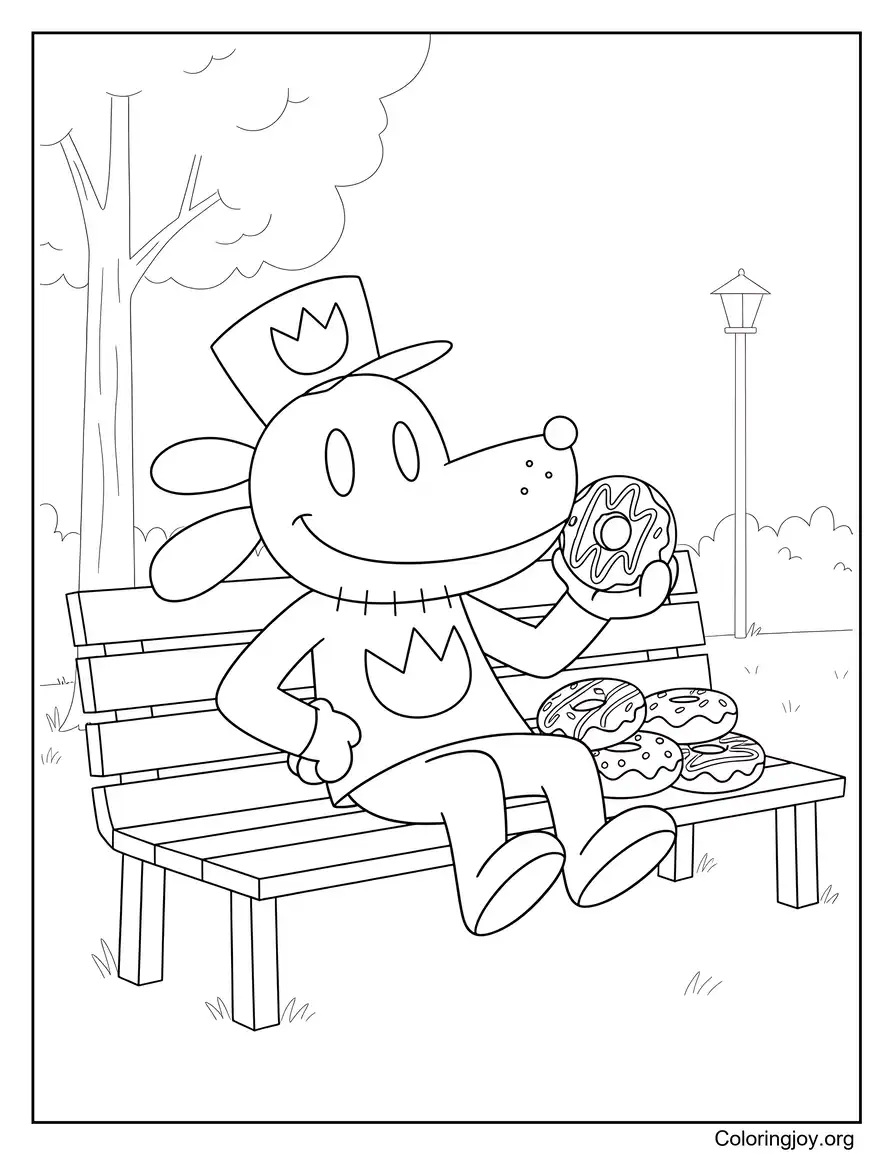 Dog Mans dulce descanso para donas página para colorear