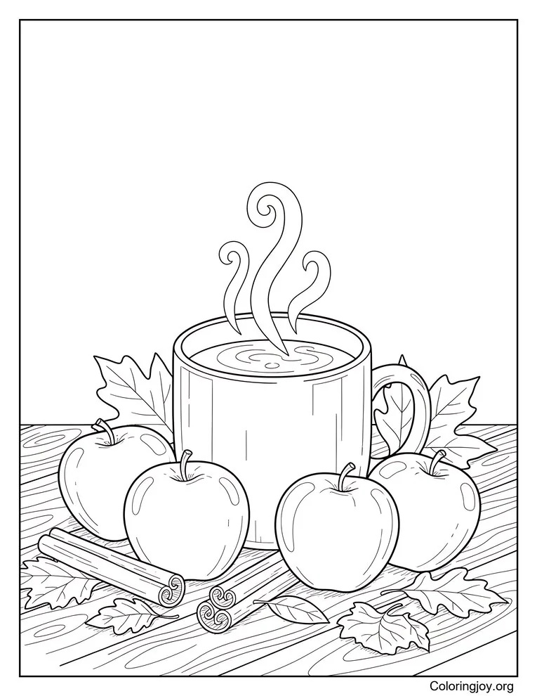 Escena otoñal de sidra de manzana