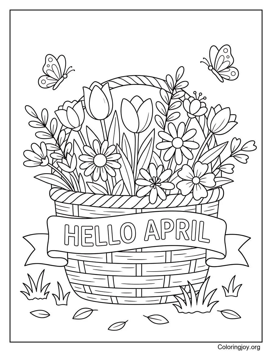 Cesta de flores de primavera Hola abril