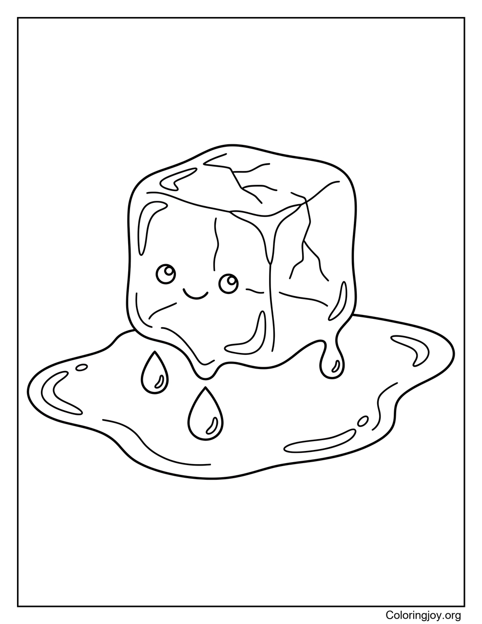 Ein Eiswürfel schmilzt zu Wasser.