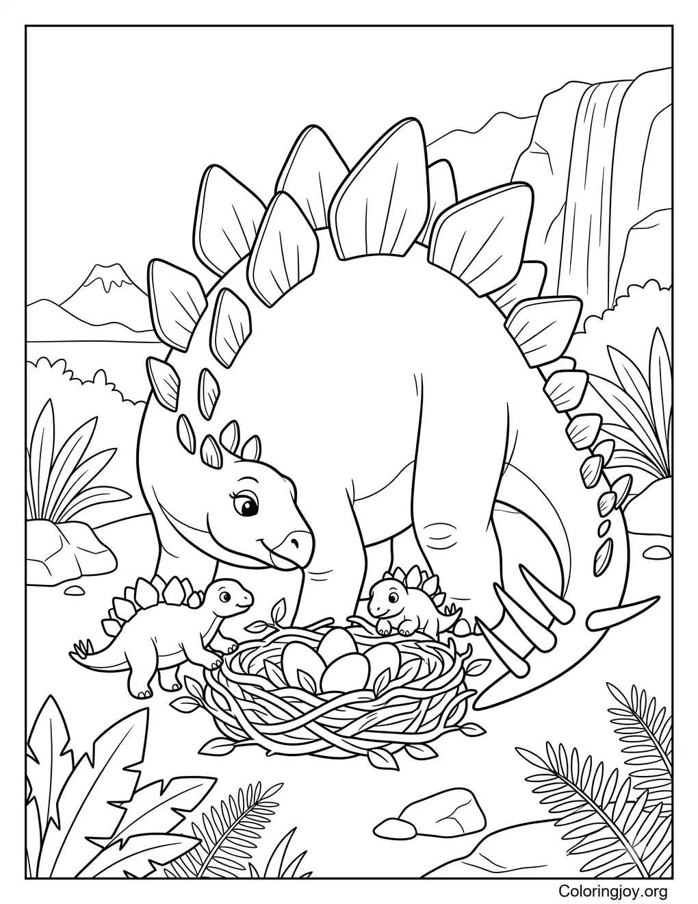 Stegosaurus Mom and Babies