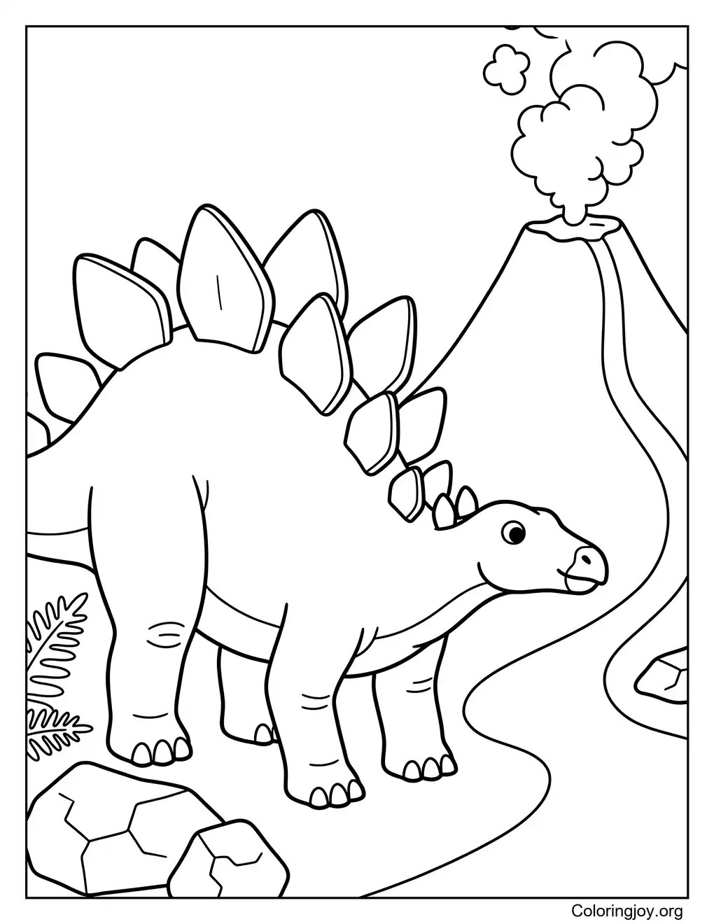 Volcano Stegosaurus Scene