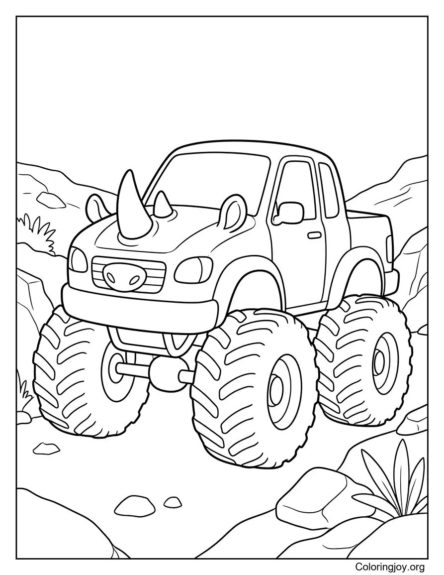 Rhino Monster Truck coloring page