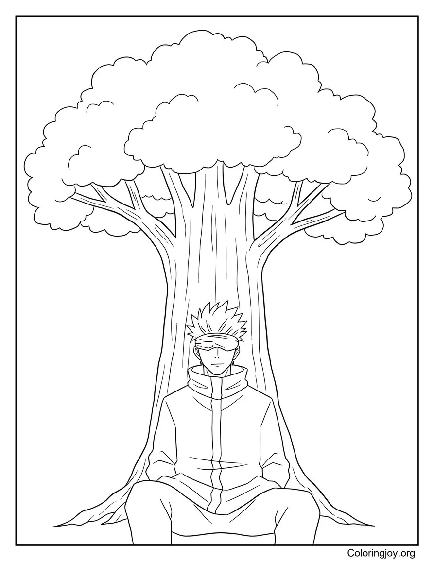 Debajo de un árbol, se toma un descanso de todo.