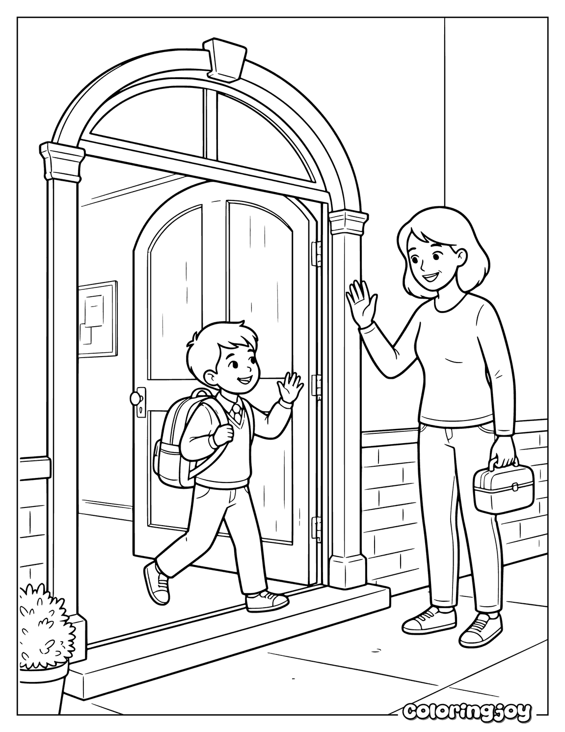 Goodbye at the School Door