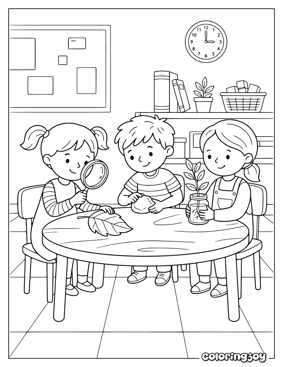 Children exploring a simple science activity together in the classroom.