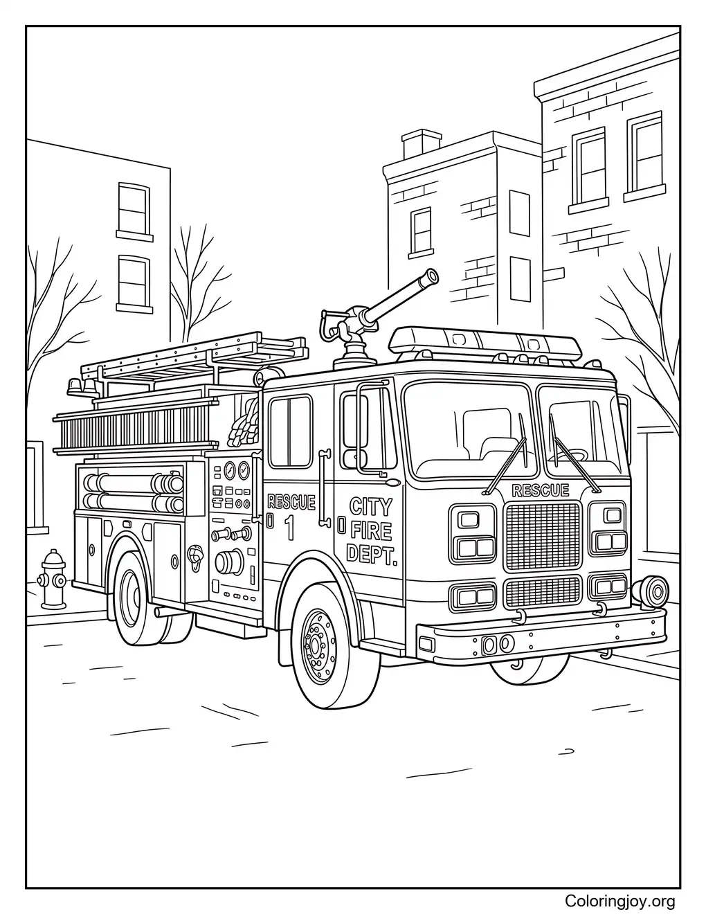 Coloriages de camion de pompiers pour adultes