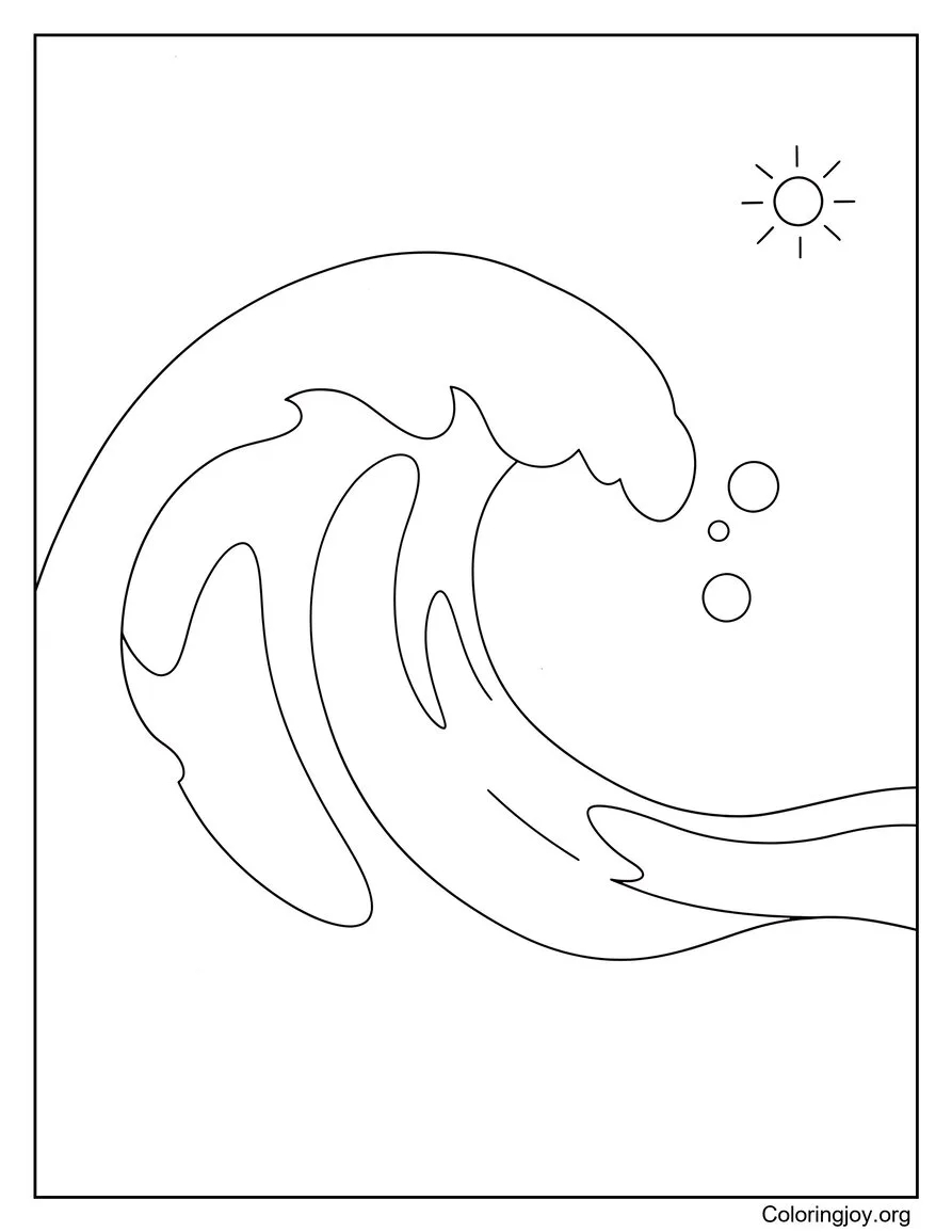 Foglio da colorare estivo delle onde dell'oceano per un'arte rilassante disegno da colorare