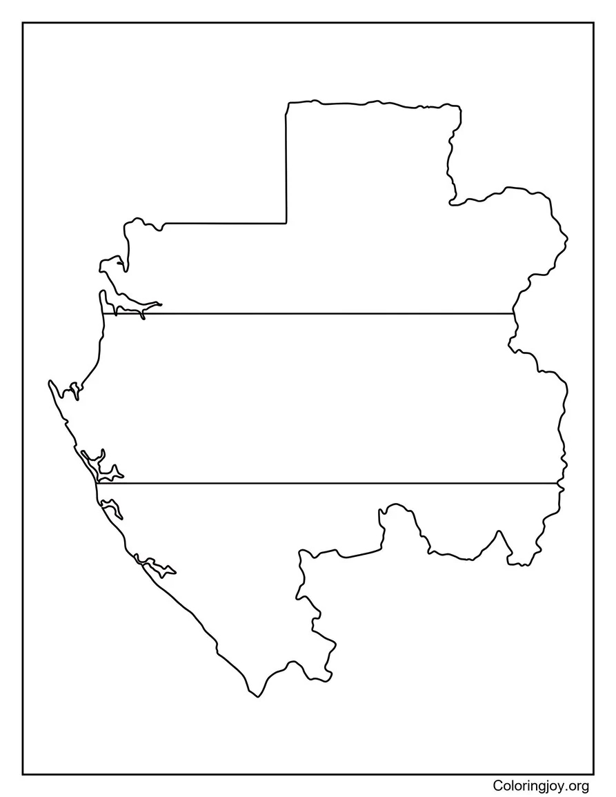 Gaboncon forma de bandera dentro del mapa página para colorear