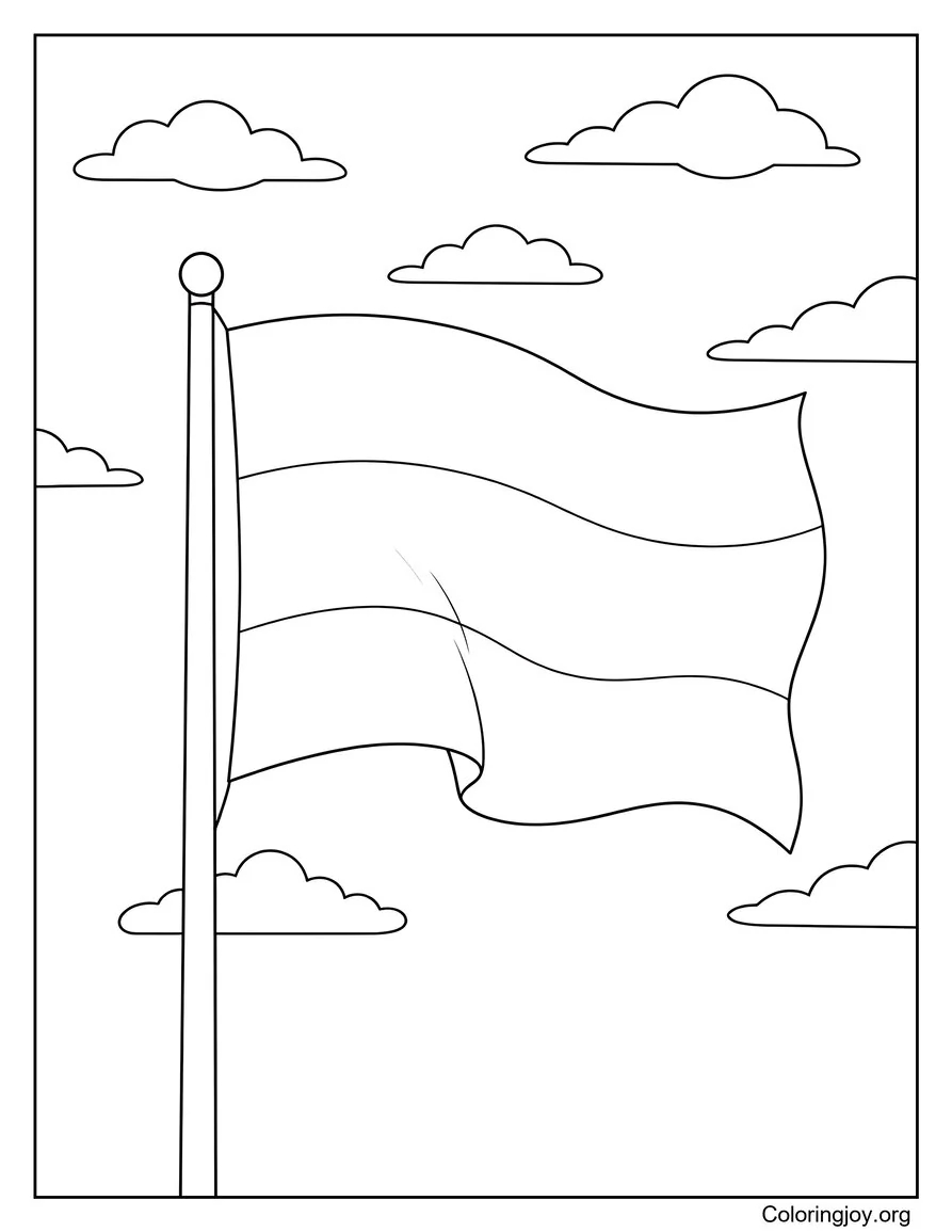 Gabonbandera con nubes página para colorear