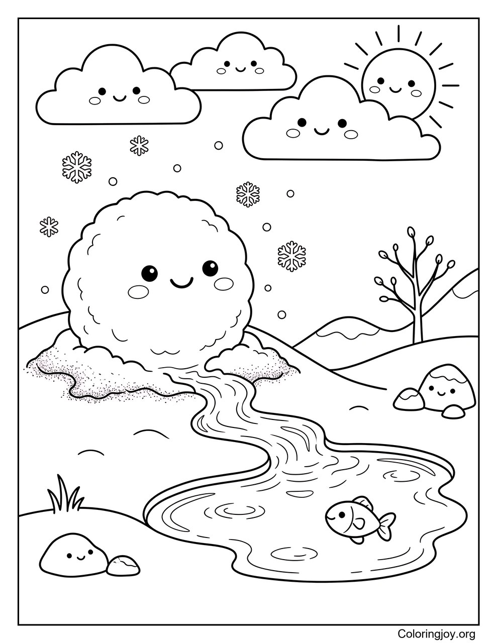Schnee schmilzt zu Wasser.