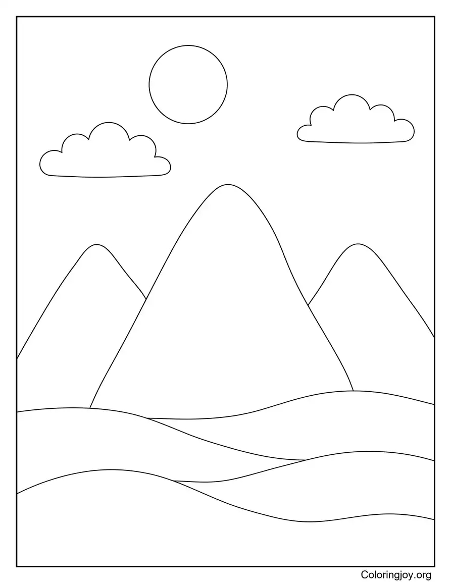 Easy Mountain Outline For Beginners coloring page