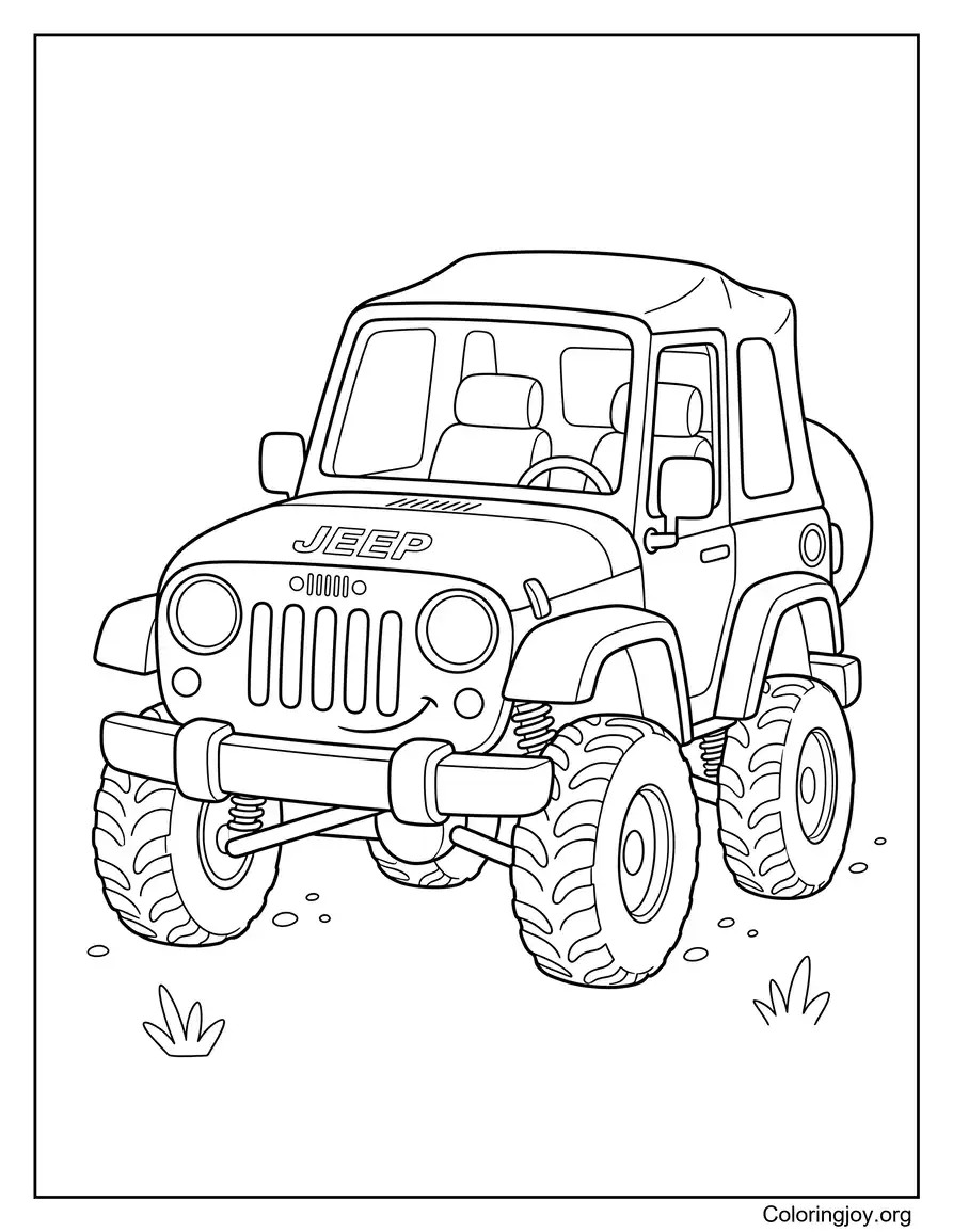 Bold Jeep Logo Outline Design coloring page