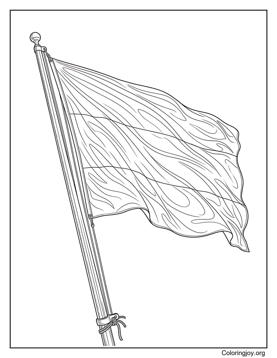 realista Gabon bandera en un poste página para colorear