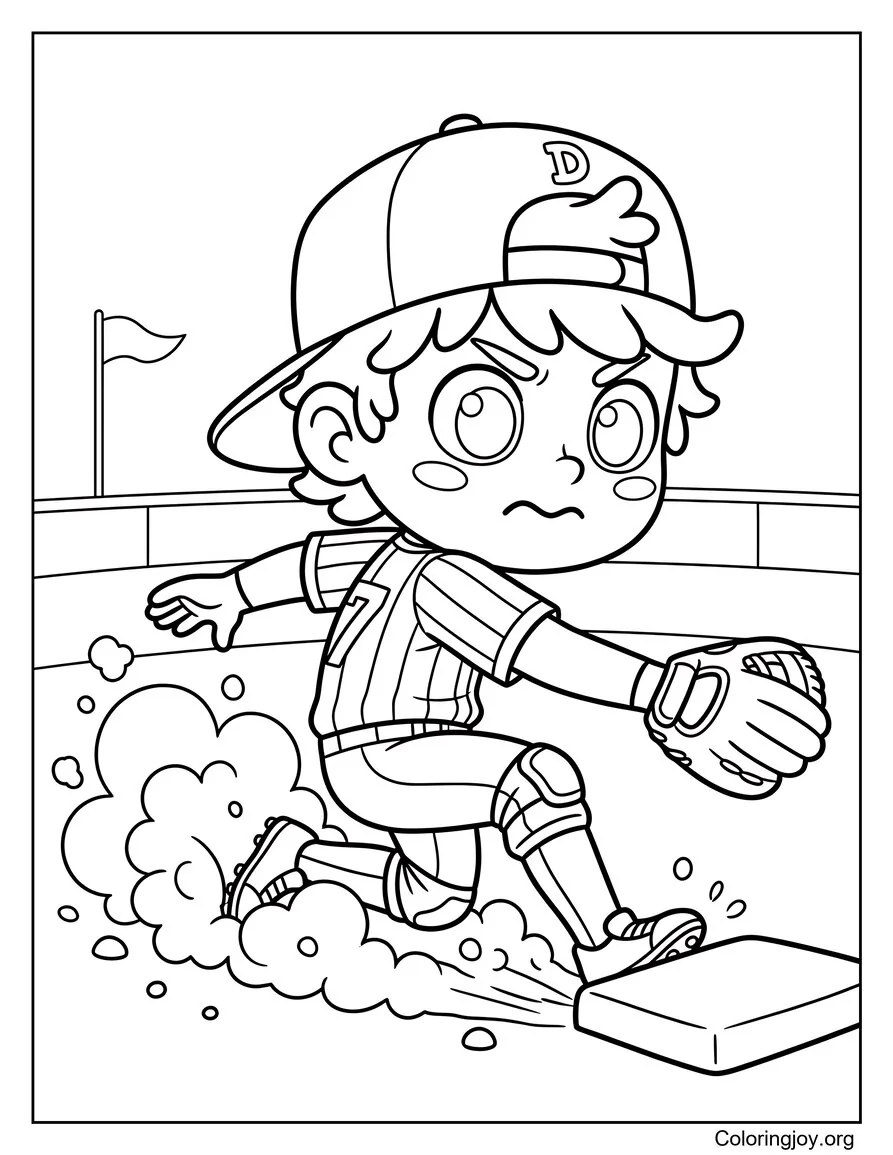 Sliding Into Base coloring page