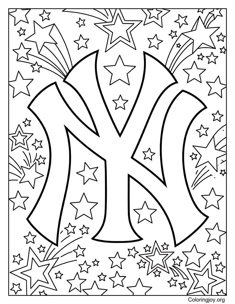 Starry Yankees Logo coloring page