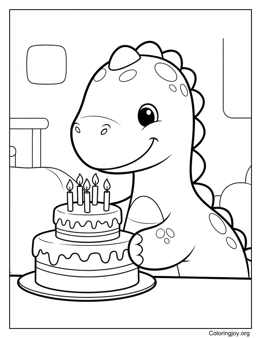 dinosaur with birthday cake