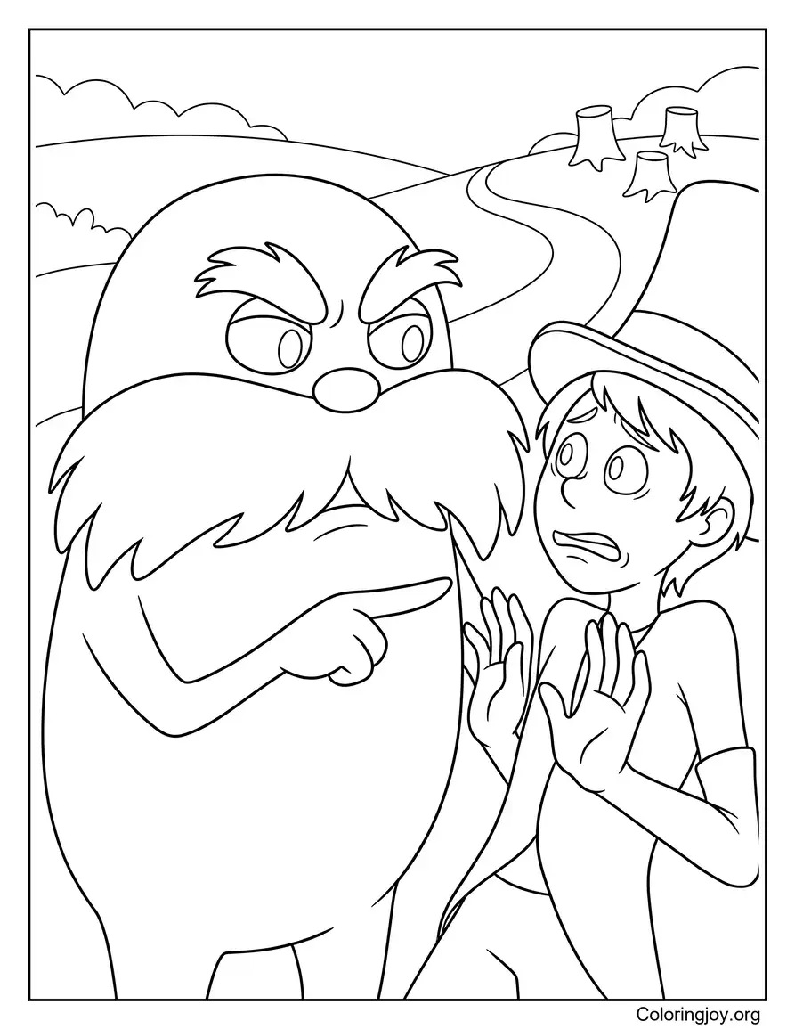 Angry The Lorax Warning The Once Ler Coloring Sheet coloring page