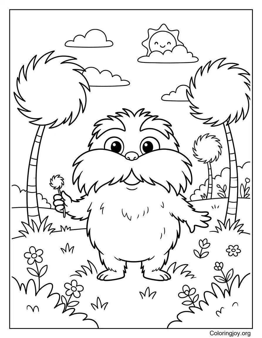 Baby Lorax Cartoon Outline For Kids coloring page