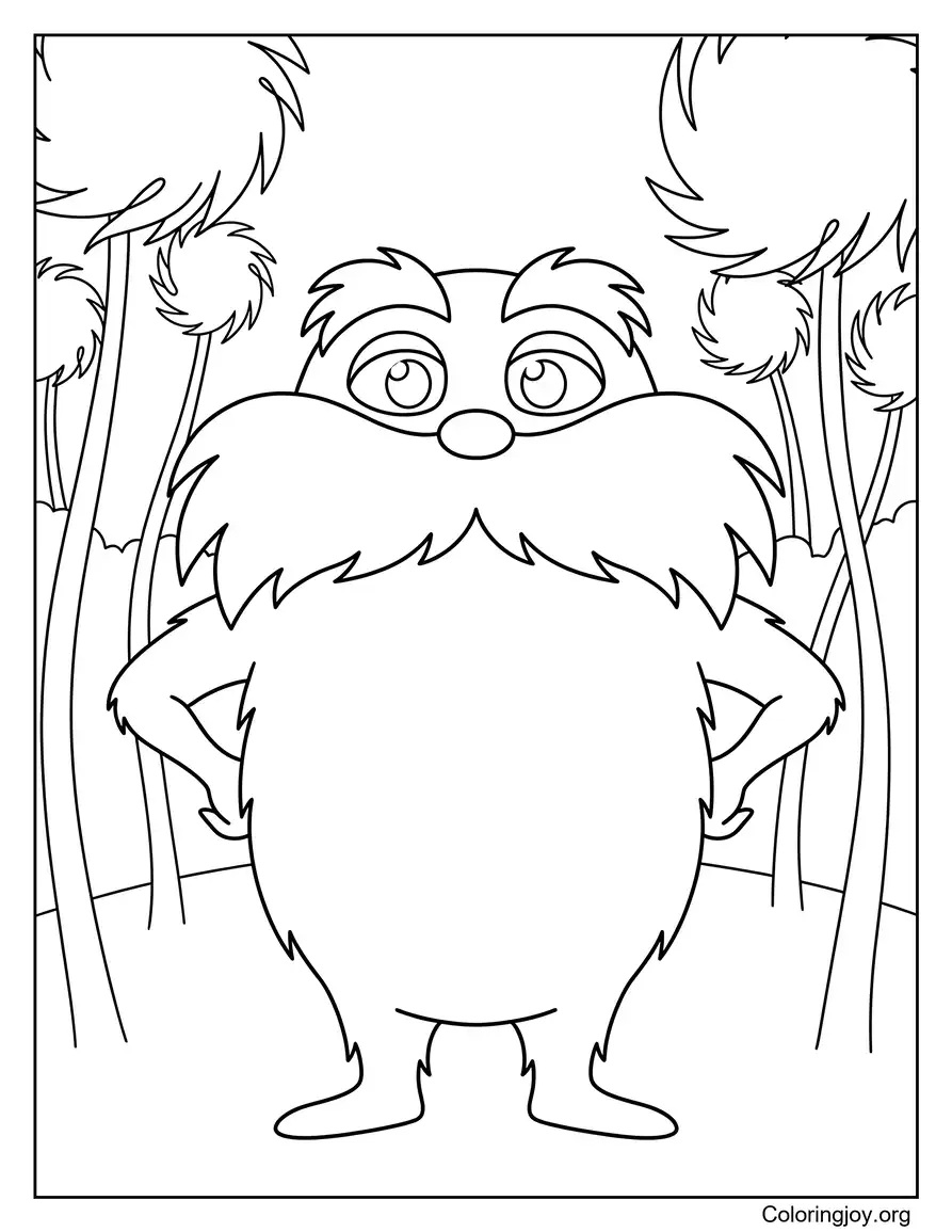 Lorax Standing In A Truffula Forest coloring page