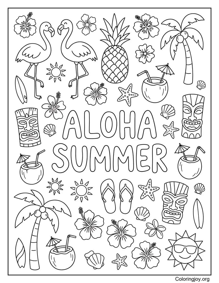 Fogli da colorare Aloha Summer Doodle