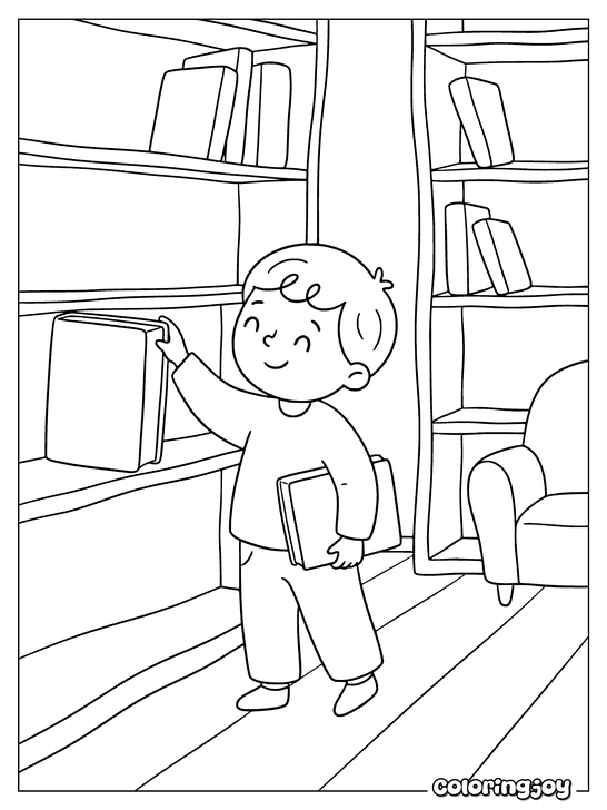 A child choosing a book from the school library.