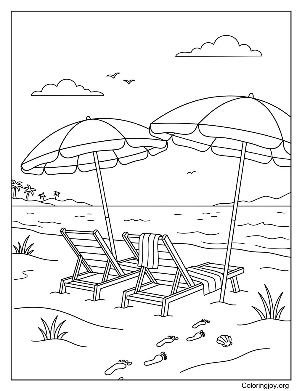 Calm Beach Breeze Summer Inspired Coloring Sheet coloring page