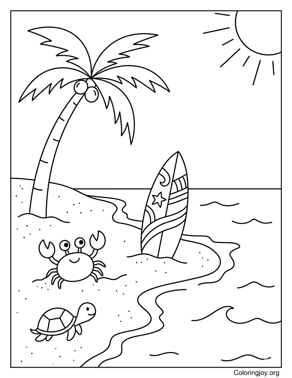 Tropical Beach Fun Summer coloring page