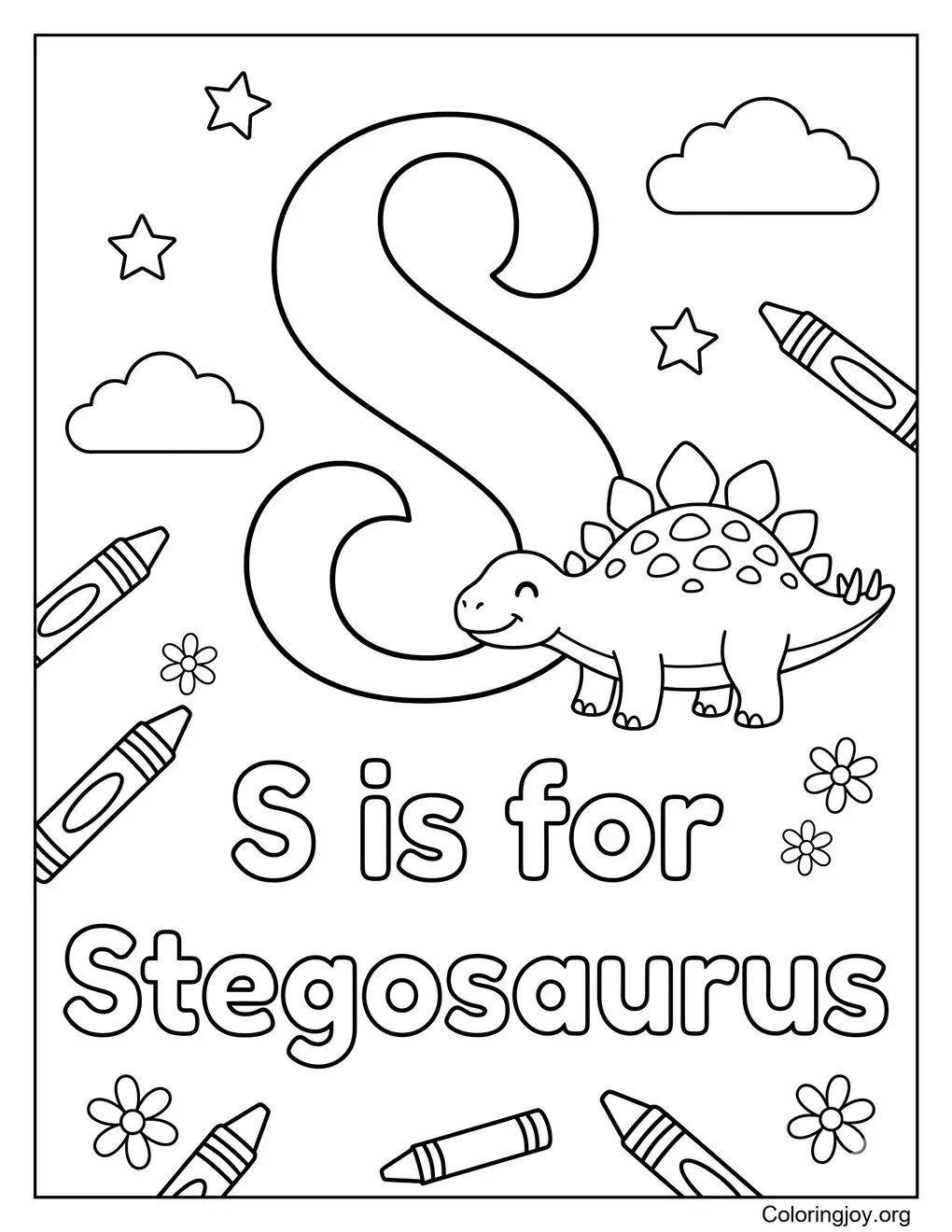 Letter S Stegosaurus for Kids