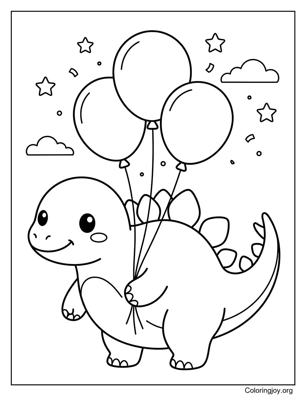 Chibi Stegosaurus With Balloons