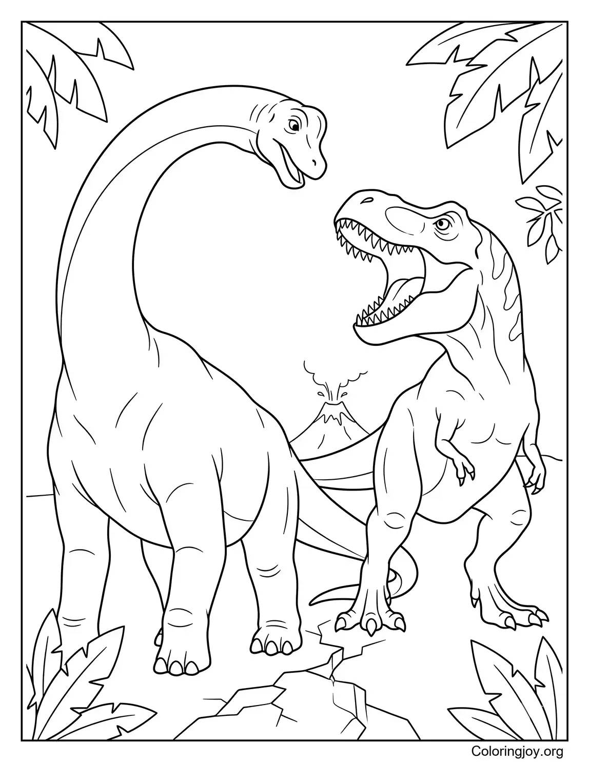 Brachiosaurus and T-Rex Face-Off Scene