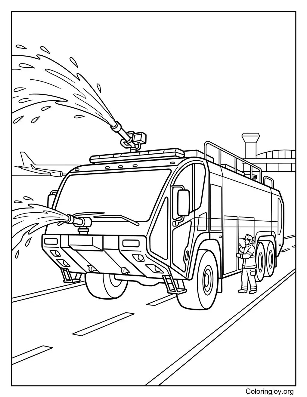 Coloriage camion de pompiers de l'aéroport