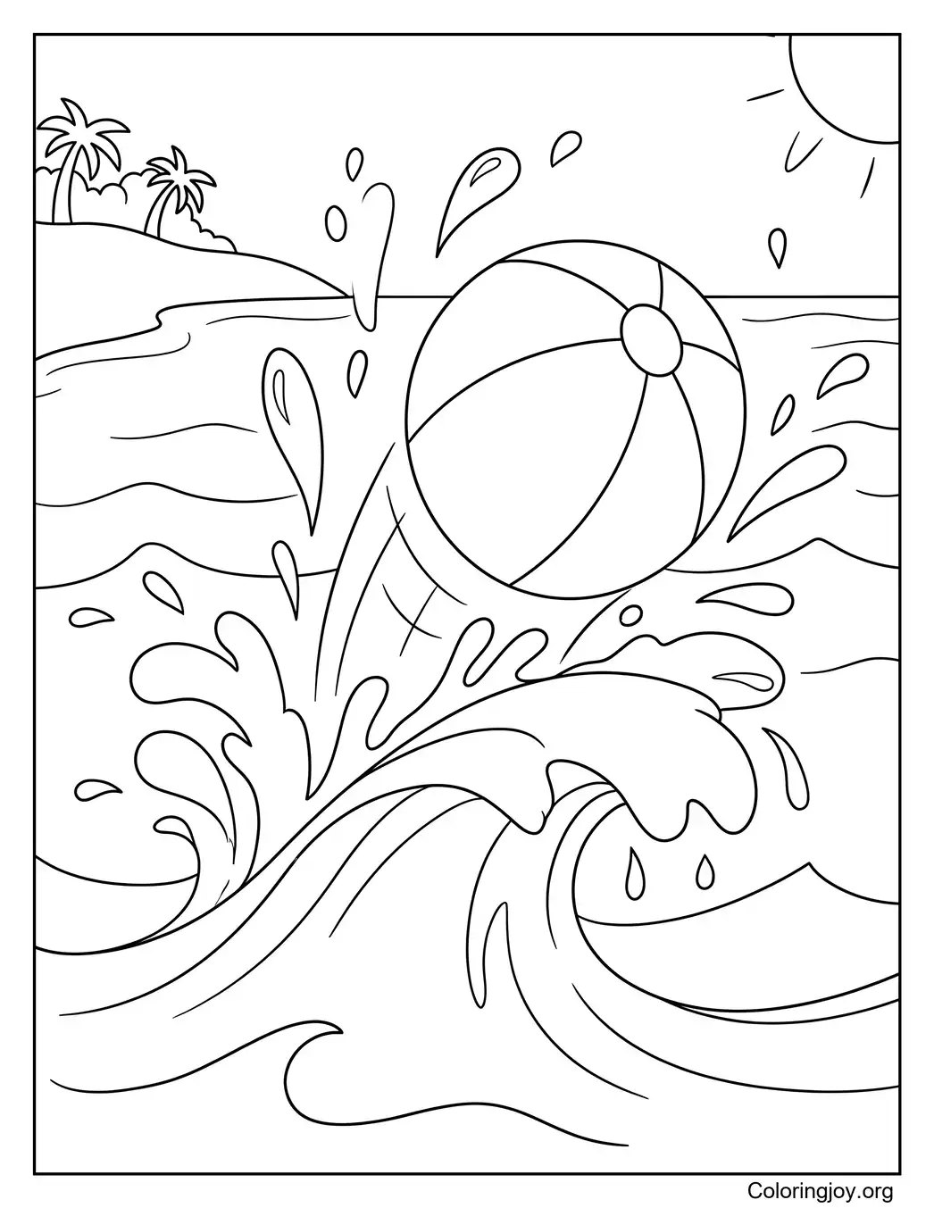 Wasserball-Spritzabenteuer Malvorlage