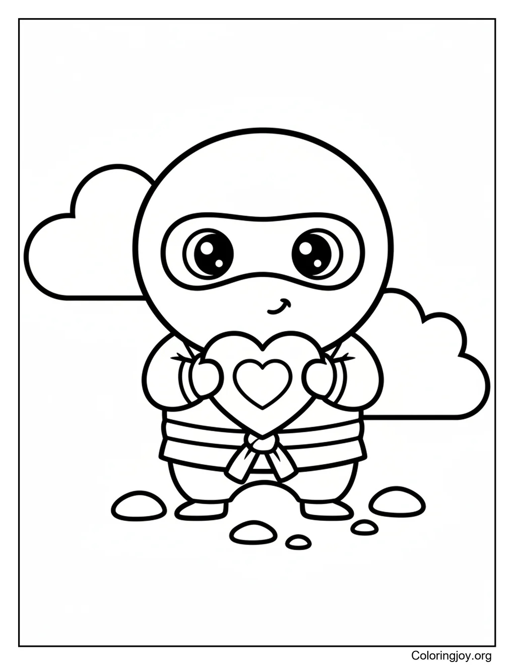 Ninja San Valentín página para colorear
