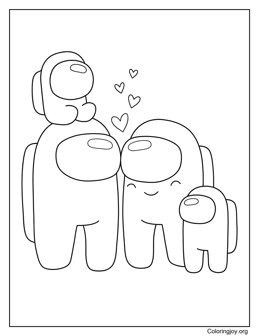 Enjoy a Happy Among Us Family Scene coloring page