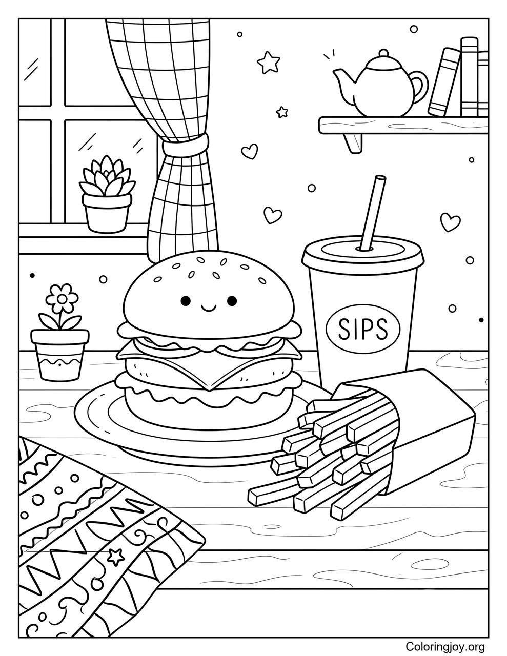 Burger and French Fries Meal