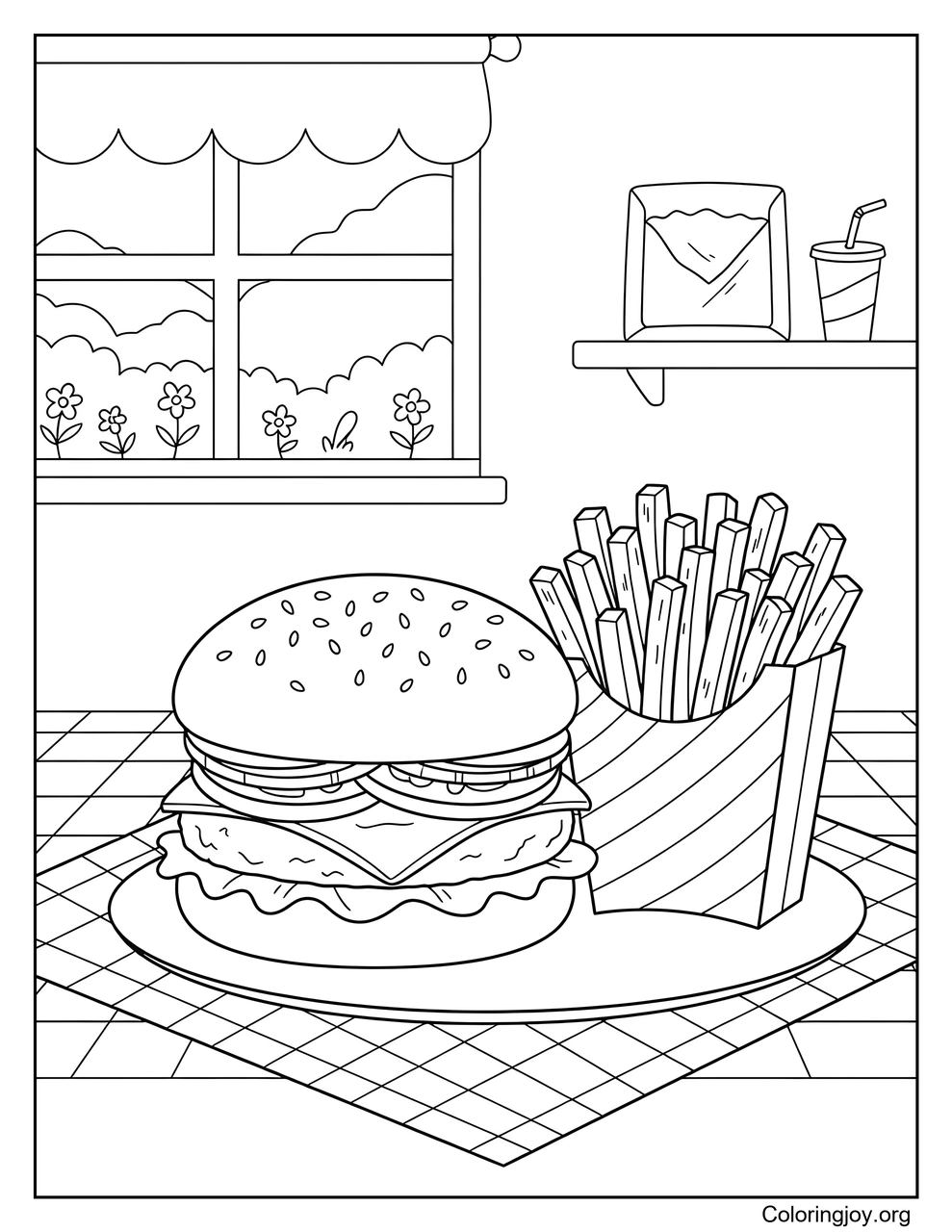 A Burger and French Fries