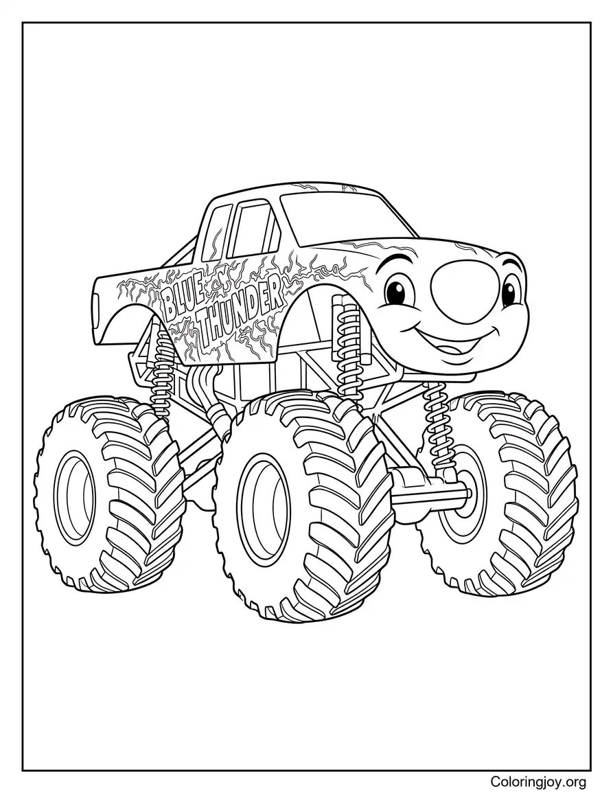 Blue Thunder Monster Truck Coloring Print coloring page