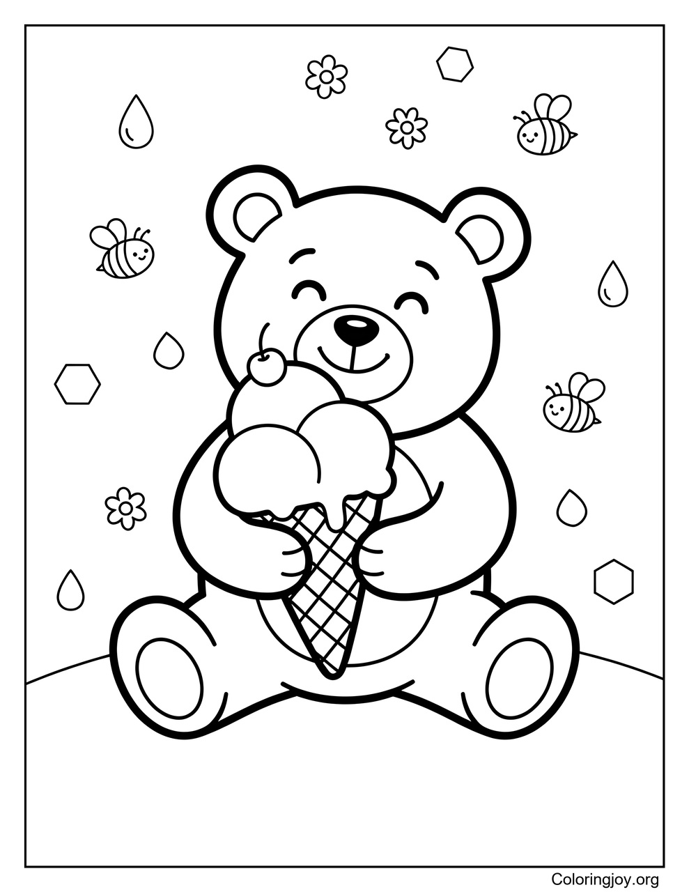 A Bear Holding a Giant Ice Cream Cone