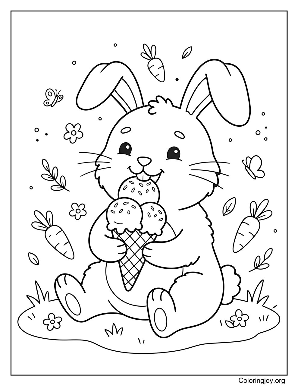 A Bunny Enjoying an Ice Cream Cone