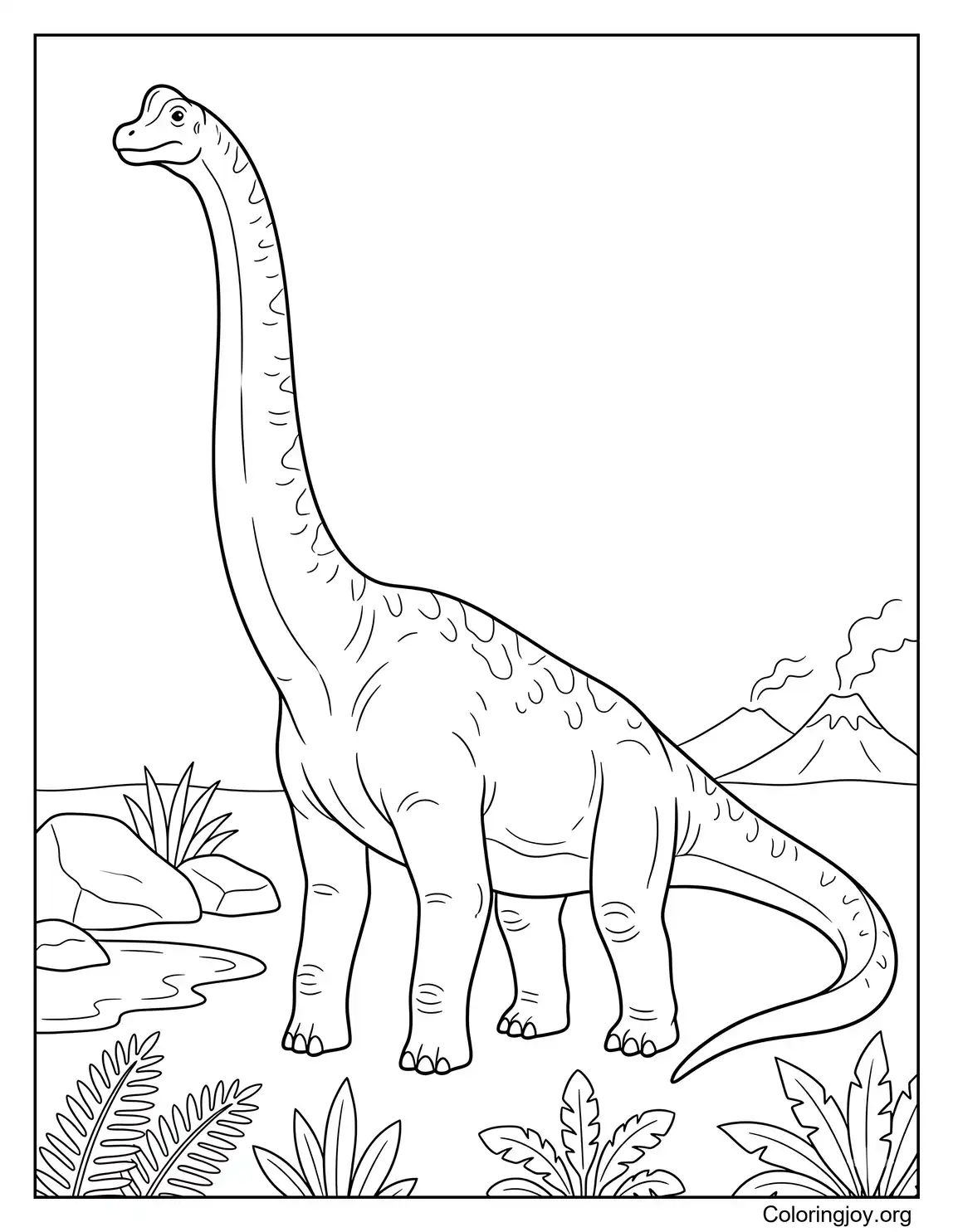 Realistic Brachiosaurus in a Prehistoric Jungle